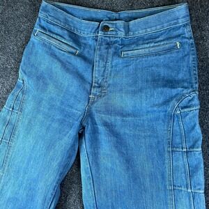 Vintage Branded Lion Windowpane Jeans Womens 29x29 Blue Cotton Mid Rise Wide Leg